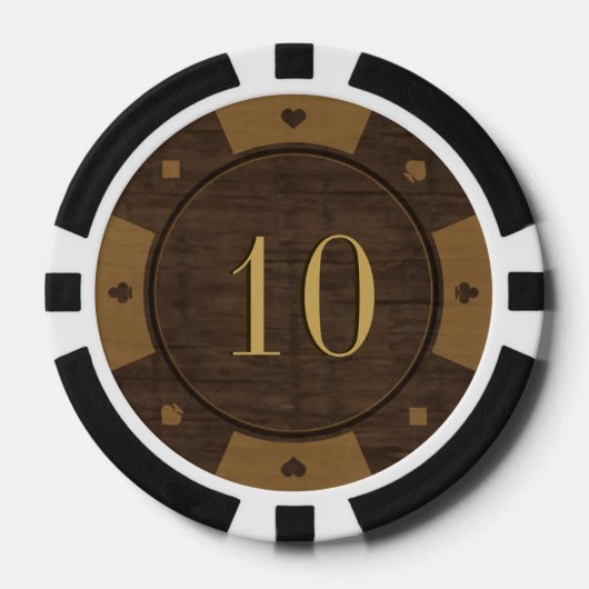 Rustic Wood Casino Style Poker Chips (Vorderseite)