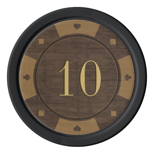 Rustic Wood Casino Style Poker Chips (Vorderseite)
