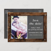 Rustic Wood CHALKBOARD FOTO Rett Datum Postkarte (Vorne/Hinten)
