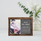 Rustic Wood CHALKBOARD FOTO Rett Datum Postkarte (Stehend Vorderseite)