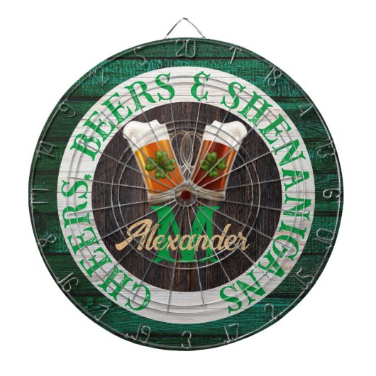 Rustic Wood Cheers Beers Shenanigans Dartscheibe (vorne)