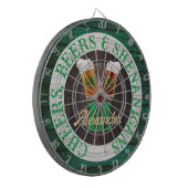 Rustic Wood Cheers Beers Shenanigans Dartscheibe (Vorderseite Links)