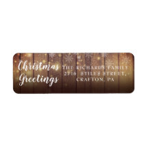 Rustic Wood Christmas Greetings Rücksendeadresse