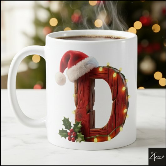 Rustic Wood Christmas Letter D String Lights Kaffeetasse