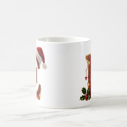 Rustic Wood Christmas Letter E String Lights Kaffeetasse (Mittel)