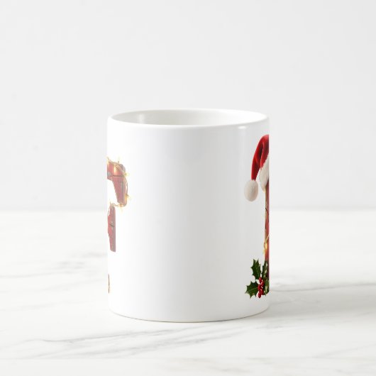 Rustic Wood Christmas Letter F String Lights Kaffeetasse (Mittel)