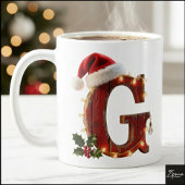 Rustic Wood Christmas Letter G String Lights Kaffeetasse