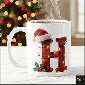 Rustic Wood Christmas Letter H String Lights Kaffeetasse