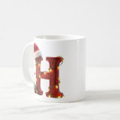 Rustic Wood Christmas Letter H String Lights Kaffeetasse (Vorderseite Links)