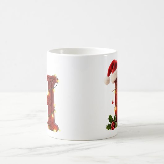 Rustic Wood Christmas Letter H String Lights Kaffeetasse (Mittel)