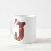 Rustic Wood Christmas Letter J String Lights Kaffeetasse (Vorderseite Links)