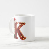 Rustic Wood Christmas Letter K String Lights Kaffeetasse (Vorderseite Links)