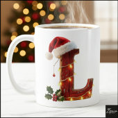 Rustic Wood Christmas Letter L String Lights Kaffeetasse