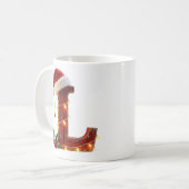 Rustic Wood Christmas Letter L String Lights Kaffeetasse (Vorderseite Links)