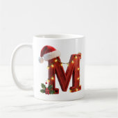 Rustic Wood Christmas Letter M String Lights Kaffeetasse (Links)