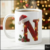 Rustic Wood Christmas Letter NString Lights Kaffeetasse