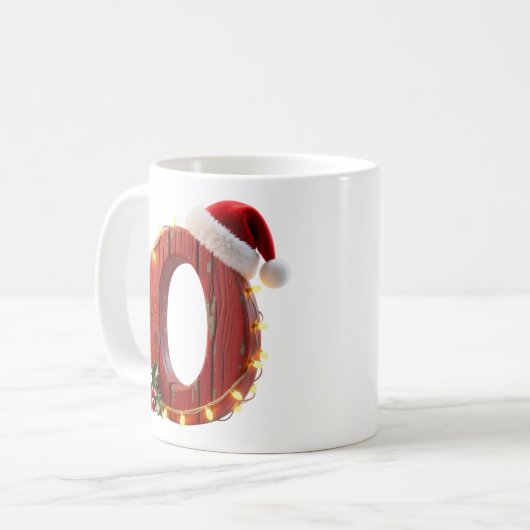 Rustic Wood Christmas Letter O String Lights Kaffeetasse (Vorderseite Links)