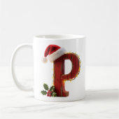 Rustic Wood Christmas Letter P String Lights Kaffeetasse (Links)