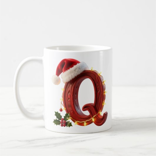 Rustic Wood Christmas Letter Q String Lights Kaffeetasse (Links)