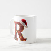 Rustic Wood Christmas Letter R String Lights Kaffeetasse (Vorderseite Links)