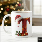 Rustic Wood Christmas Letter T String Lights Kaffeetasse
