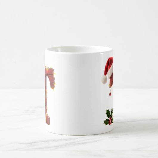 Rustic Wood Christmas Letter T String Lights Kaffeetasse (Mittel)