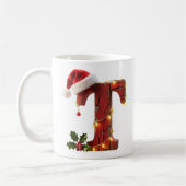 Rustic Wood Christmas Letter T String Lights Kaffeetasse (Links)