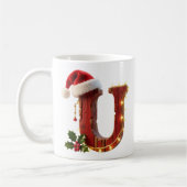 Rustic Wood Christmas Letter U String Lights Kaffeetasse (Links)