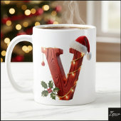 Rustic Wood Christmas Letter V String Lights Kaffeetasse