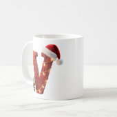 Rustic Wood Christmas Letter V String Lights Kaffeetasse (Vorderseite Links)