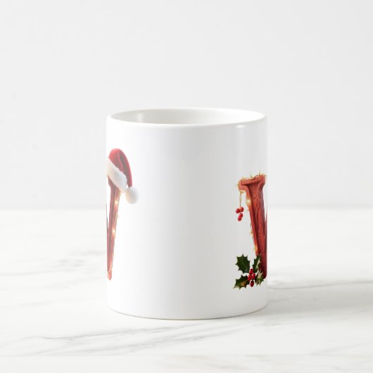 Rustic Wood Christmas Letter W String Lights Kaffeetasse (Mittel)