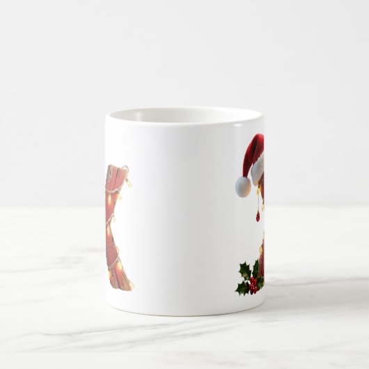 Rustic Wood Christmas Letter X String Lights Kaffeetasse (Mittel)