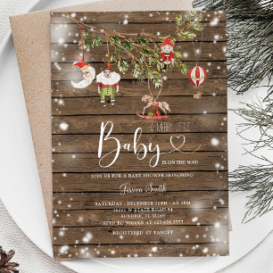 Rustic Wood Christmas Ornament Holiday Party Einladung