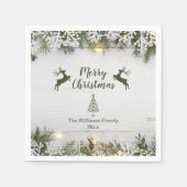 Rustic Wood Christmas Party Rentier Serviette (Vorderseite)