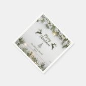 Rustic Wood Christmas Party Rentier Serviette (Ecke)