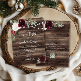 Rustic Wood Christmas QR Code Wedding Einladung