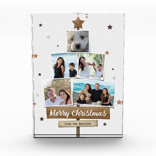 Rustic Wood Christmas Tree | 5 Fotos Collage (Vorderseite)