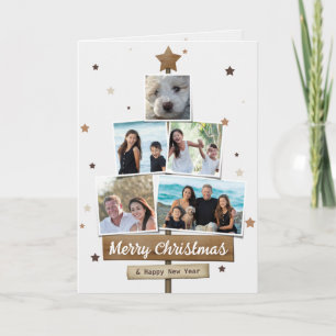 Rustic Wood Christmas Tree 5 Fotos Collage Card Karte