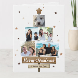 Rustic Wood Christmas Tree 5 Fotos Collage Karte