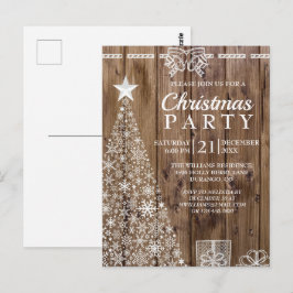 Rustic Wood Christmas Tree Holiday Party einladen Postkarte