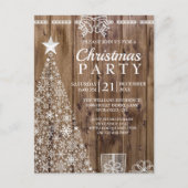 Rustic Wood Christmas Tree Holiday Party einladen Postkarte (Vorderseite)