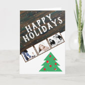 Rustic Wood Christmas Tree Red 3 Foto Weihnachten Karte (Vorderseite)