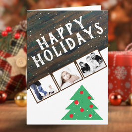 Rustic Wood Christmas Tree Red 3 Foto Weihnachten Karte