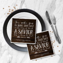 Rustic Wood Christmas Verse Typografie Serviette