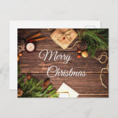 Rustic Wood Cinnamon Frohe Weihnachtsgrüße Postkarte (Vorne/Hinten)