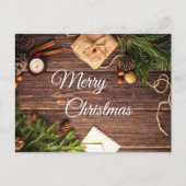 Rustic Wood Cinnamon Frohe Weihnachtsgrüße Postkarte (Vorderseite)