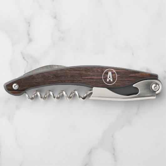 Rustic Wood Corkschraube Kellnermesser (Rückseite)