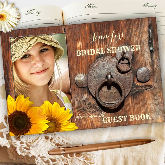 Rustic Wood Country Brautparty Foto Gästebuch