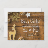 Rustic Wood Country Christmas Boy Baby Dusche Einladung (Vorderseite)