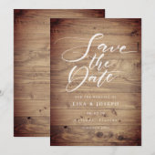Rustic Wood Country Elegante Script Save The Date (Vorne/Hinten)